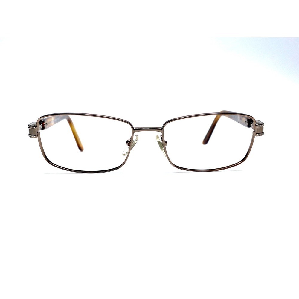 Versace Gold Rectangular Glasses Crystal Brown Horn Temples MOD 1083B 52 16 135